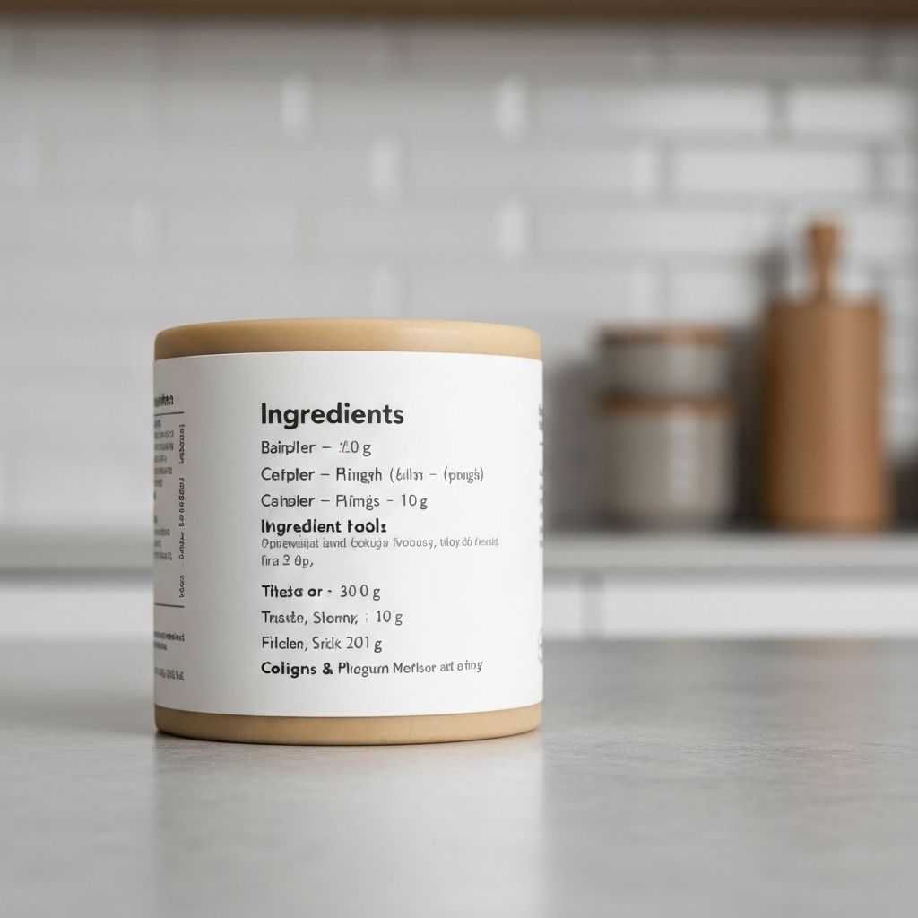 Zutatenliste auf einer Verpackung